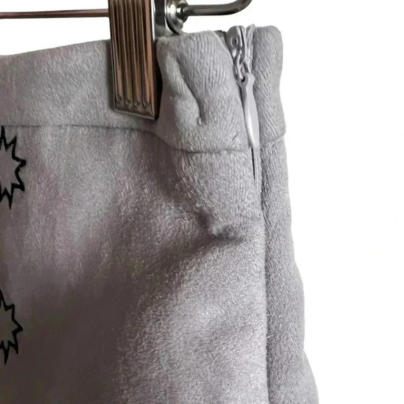 Seek The Label Gray Faux Suede Embroidered A-Line Mini Skirt Size S XS - Picture 4 of 10